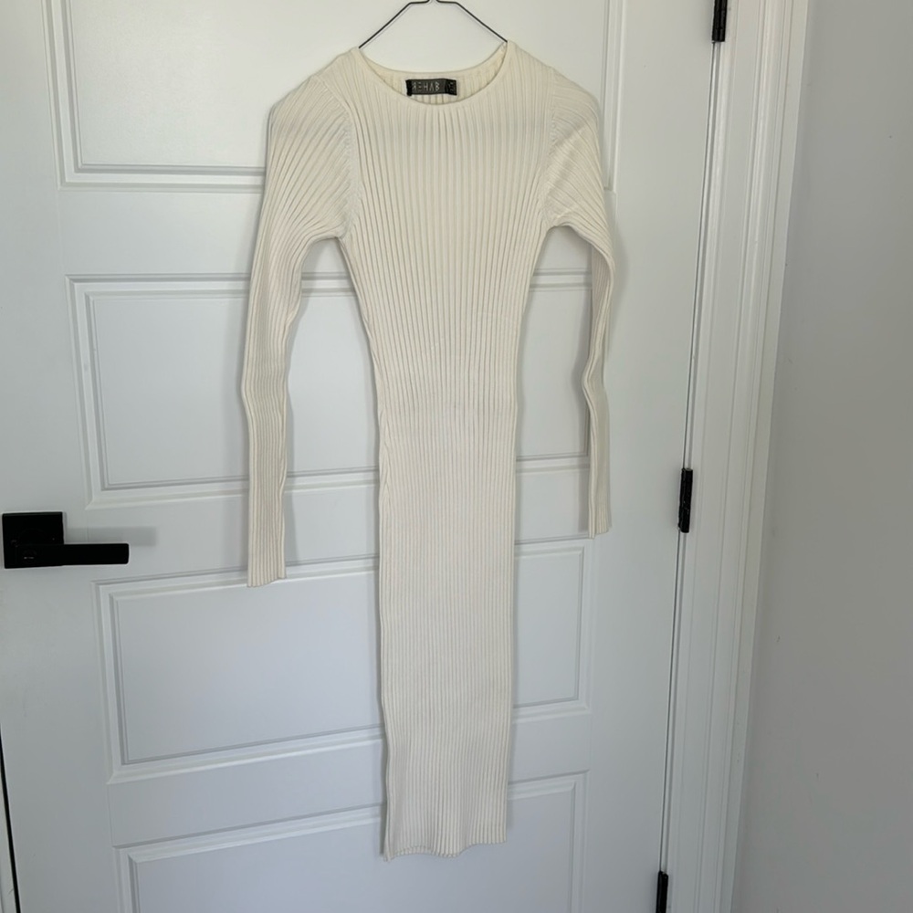 White sweater dress | thick knit w/ stretch | S/M